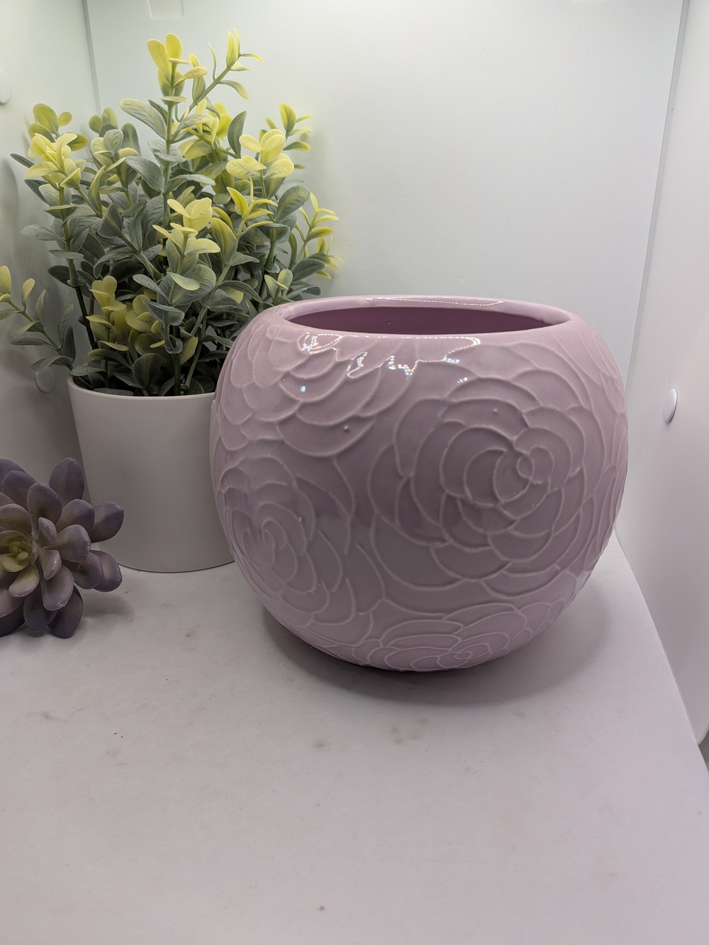 Decorative Pink Ceramic Floral Planter - 5"